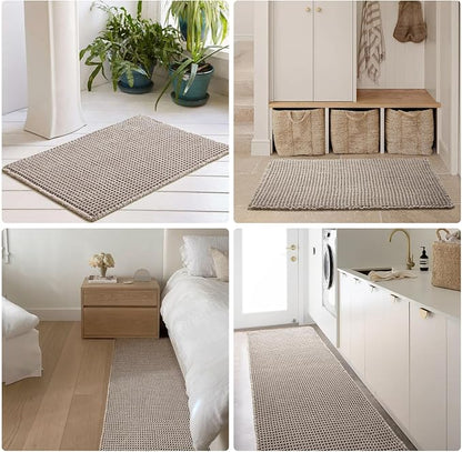 TYUU Waffle Bath Mat, Boho Bathroom Rugs Non Slip, 48x24 Light Grey | Super Absorbent Quick Dry Bath Rug, Non-Slip Backing, Soft Waffle Washable Farmhouse Bathroom Mats, Tub, Shower & Home Decor