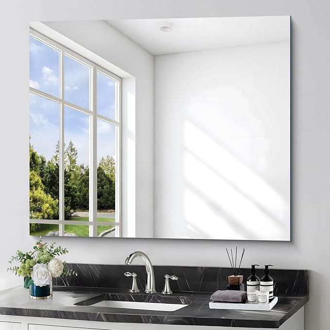 KOCUUY Large Frameless Mirror,36x40 Inch Rectangle Bathroom Vanity Mirror for Over Sink, Upgraded Shatterproof Unframed Design for Bedroom, Living Room, Entryway