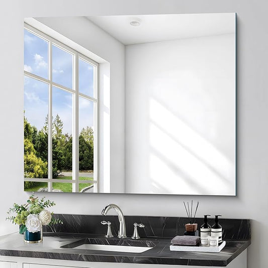 KOCUUY Large Frameless Mirror,36x40 Inch Rectangle Bathroom Vanity Mirror for Over Sink, Upgraded Shatterproof Unframed Design for Bedroom, Living Room, Entryway