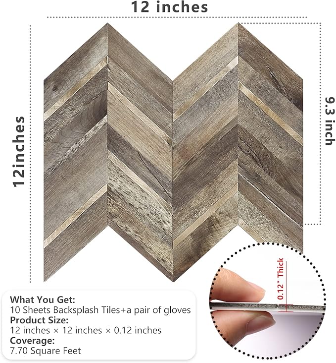 STICKGOO Herringbone Tile Peel and Stick Backsplash for Kitchen&Bathroom