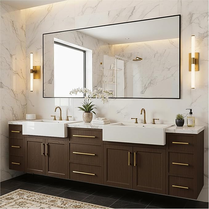 FICTOR Bathroom Vanity Mirror for Over Sink, 60" x 36", Black | Anti-Rust Frame, Shatterproof Tempered Glass, Vertical/Horizontal Wall Mounted Mirror for Bedroom, Entryway, Living Room