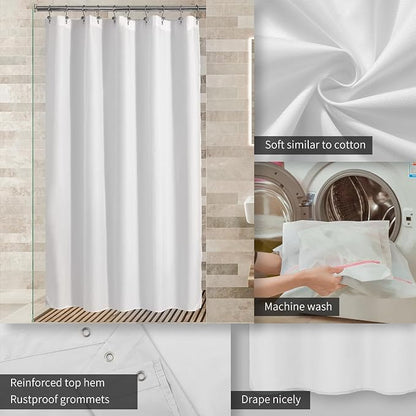 ALYVIA SPRING 60x72 Stall Waterproof Fabric Shower Curtain or Liner White | 2 Magnets, Soft Cloth & Hotel Quality, Machine Washable, Light-Weight, Stall Size