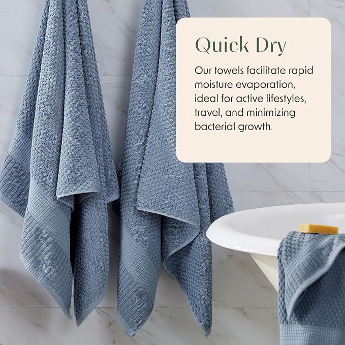 6 Pack 100% Cotton Hand Towels | Blue Towels | Oeko‑TEX Standard 100 | Soft & Absorbent, Quick‑Dry | Trinity Collection - Flint Stone