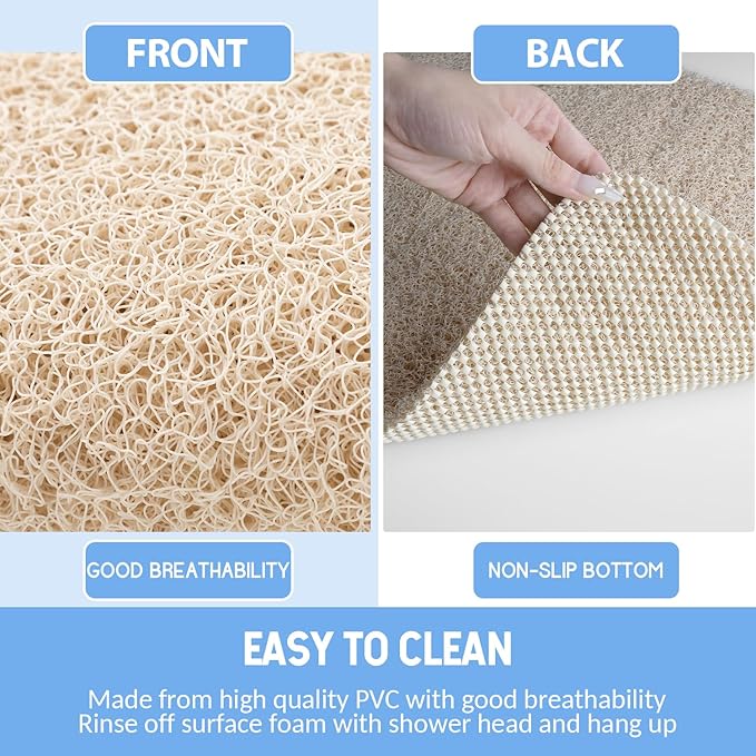 Hargiis Non Slip Bathtub Mat, Anti Slip Shower Mat, Fast Drying Bath Tub Mats, Foot Scrubber Mat, Anti Slip Mat for Tub, Floor, Bathroom, Home, Kitchen, Hotel (Beige 24"x16")