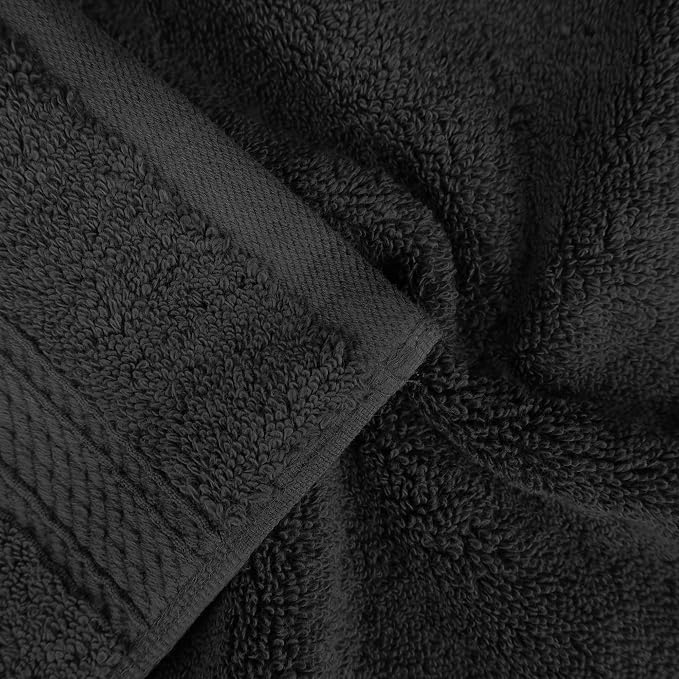 SUPERIOR Egyptian Cotton Pile Heavyweight Bath Sheet, 2 Piece Set, Black | Highly Absorbent, Ultra Soft Luxury 800 GSM Towel Set for Bathroom, Shower, Hotel Essentials Oversize Plush Madeline Towels