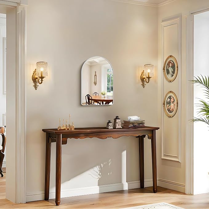 FORBATH Arched Bathroom Mirror 16x24 Inch, Silver Bathroom Mirror Wall Mounted Modern Aluminum Alloy Frame Arch Mirror for Bedroom Living Room Entryway, Hanging or Leaning Against Wall