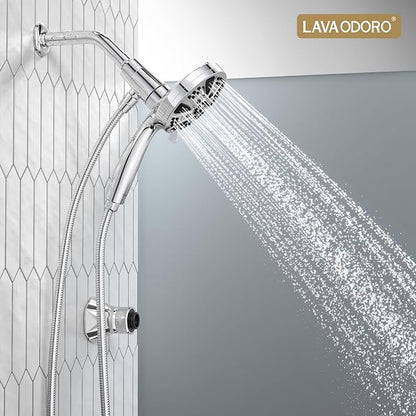 Handheld Shower Head with Magnetic Docking System | 9-Function High Pressure Detachable Shower Head, 5-inch Showerhead with 72 Inch Hose, Remote Dock, Chrome, SH180-C-D