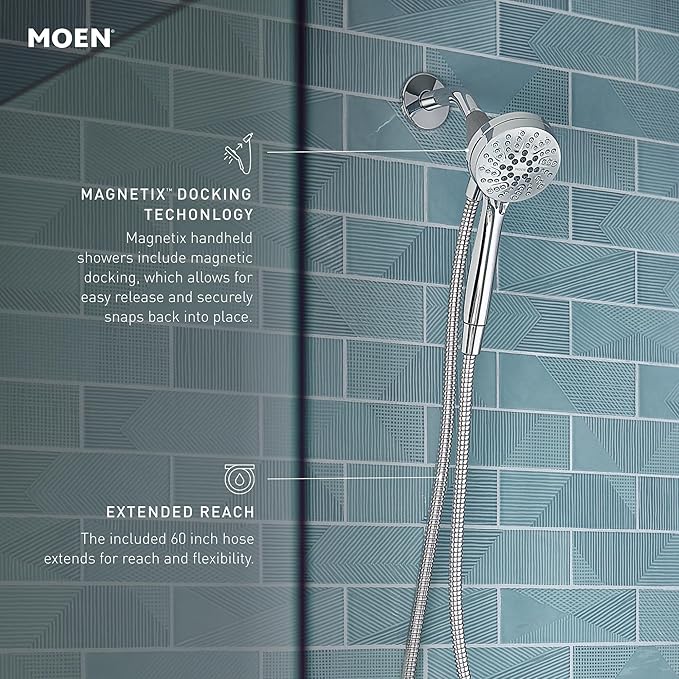Moen Engage Magnetix Shower Head with Handheld Sprayer, 6 Spray Functions, Spot Resist Brushed Nickel, 26100EPSRN