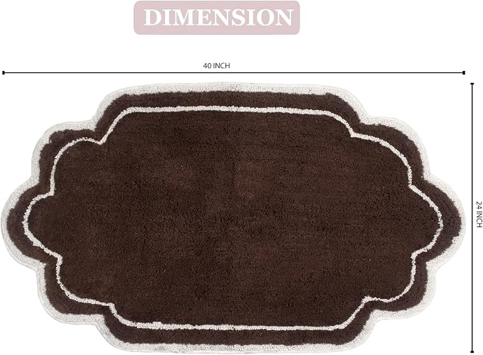 Home Weavers Allure Collection 100% Cotton Tufted Bathroom Rug, Soft and Absorbent Bath Rugs, Non-Slip Bath Carpet, Machine Wash Dry Bath Mats for Bathroom Floor, 24"x40" Bath Rug, Brown