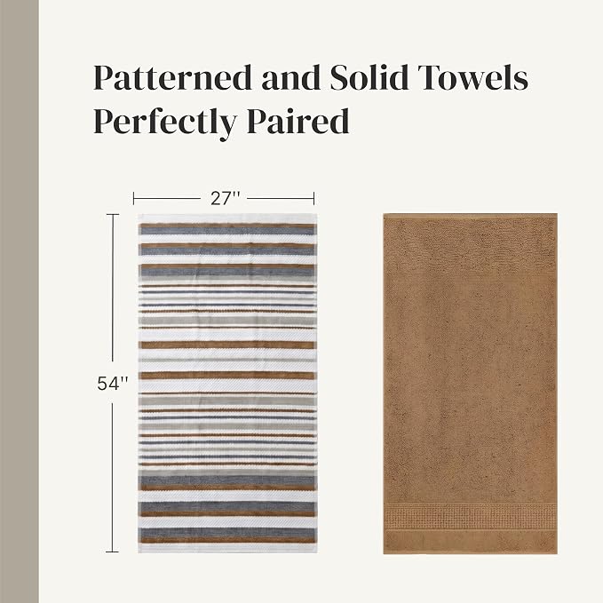 Modern Threads Pax 6-Piece Reversible Yarn Dyed Jacquard Towel Set - Bath Towels, Hand Towels, & Washcloths - Super Absorbent & Quick Dry - 100% Combed Cotton, Mustard