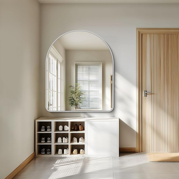 FORBATH Large Arched Wall Mirror 40x48 Inch, Silver Arch Bathroom Mirror with Aluminum Frame, Arched Mirror for Dresser, Fireplace,Entryway,Home Decor,Hanging or Leaning Against Wall