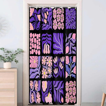 JAWO Retro Patchwork Floral Shower Curtain, Mid - Century Modern Boho Bathroom Decor with Pink and Purple Botanical Patterns, Waterproof Fabric Shower Curtain Sets with Hooks, 70X75IN