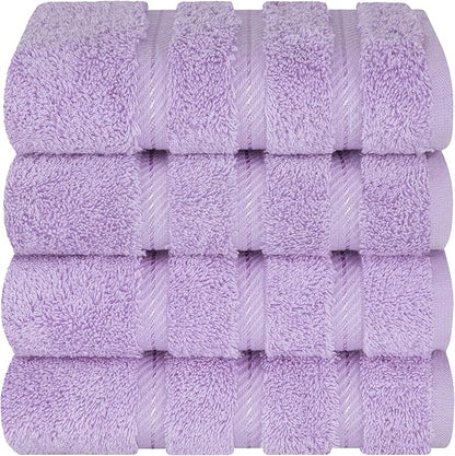 American Soft Linen Luxury Hand Towels for Bathroom, 600 GSM Heawy Weight 16x28 Size 100% Cotton Turkish 4 Piece Hand Face Towel Set, Lilac Hand Towels