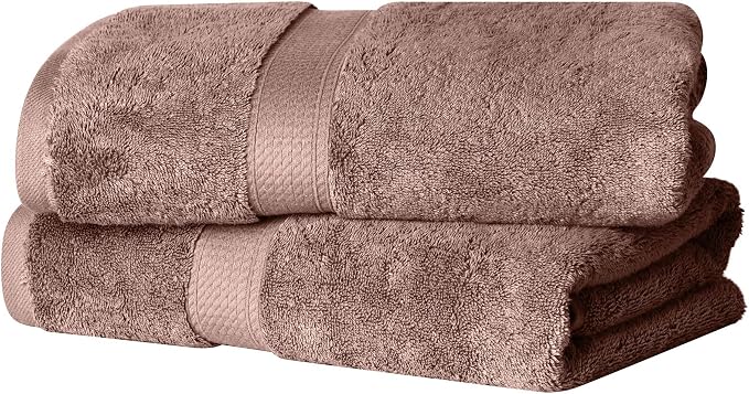 Superior Egyptian Cotton Plush Absorbent, Bath Towel Set of 2, Muted Mauve | Quick Dry, Soft Luxury Towel Set, Bath Essentials for Bathroom, Guest Bath, Spa, 2 Piece Bath, Madeline Towels