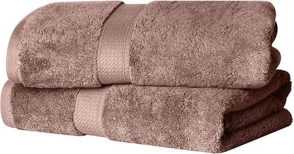 Superior Egyptian Cotton Plush Absorbent, Bath Towel Set of 2, Muted Mauve | Quick Dry, Soft Luxury Towel Set, Bath Essentials for Bathroom, Guest Bath, Spa, 2 Piece Bath, Madeline Towels