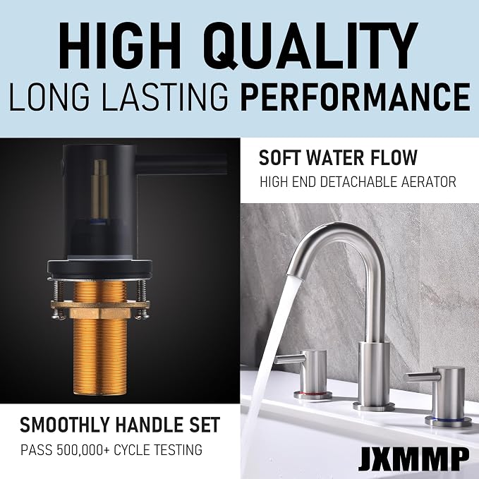 2 Handle Bathroom Faucet, 8 in Brushed Nickel Widespread Bathroom Sink Faucet with Pop Up Drain and Supply Lines, Stainless Steel 3 Hole Bathroom Faucet for Vanity