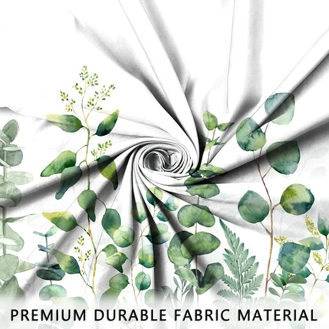 Botanical Shower Curtain, Green Eucalyptus Leaf Plants Bathroom Curtains Rustic Shower Curtains for Bathtub Decor Machine Washable Waterproof Fabric with 12 Hooks