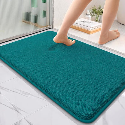 OLANLY Thick Memory Foam Bathroom Rugs 36x24, Absorbent Bath Mat, Deep Lake | Soft Quick Dry Bath Rugs, Non-Slip, Machine Washable Carpet for Bathroom Floor, Tub and Shower, Home Decor Accessories