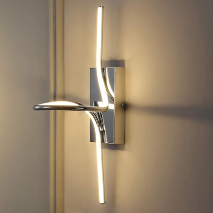 JONATHAN Y Sketch 9" Integrated LED Abstract Metal Vanity Sconce, Chrome | Dimmable Hardwired Wall Lamp, ETL Listed Modern Minimalist Decor, Bathroom Mirror Light, 18W 1040 Lumens