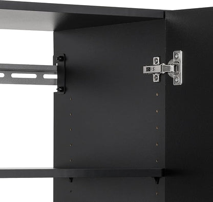 Prepac HangUps 30" Upper Garage Cabinet, Bathroom Cabinet Wall Mount, Ideal for Garage, Kitchen and Laundry Organization 30" W x 24" H x 16" D, Black