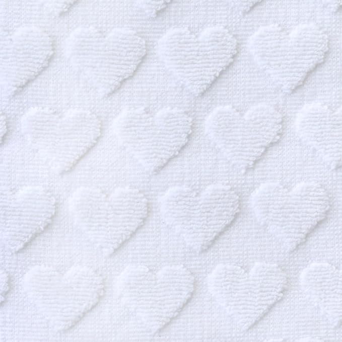 SKL Home Heart Jacquard Hand Towel Set-2pc, 100% Turkish Cotton, White | Soft & textured with fringed hem. For use in the bathroom, kitchen or bar. Great for Valentine's Day & year-round décor.
