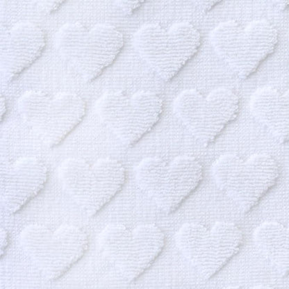 SKL Home Heart Jacquard Hand Towel Set-2pc, 100% Turkish Cotton, White | Soft & textured with fringed hem. For use in the bathroom, kitchen or bar. Great for Valentine's Day & year-round décor.