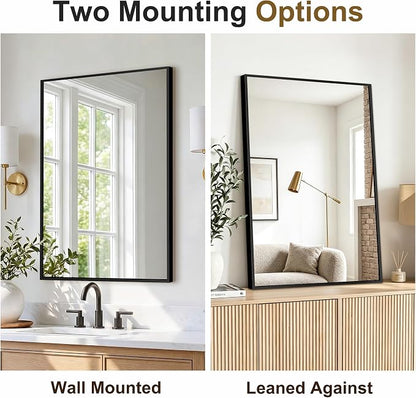 Bathroom Vanity Mirror for Over Sink, 30x20 Inch Matte Black Mirror | Shatterproof Tempered Glass, Anti-Rust Metal Frame, Rectangle Wall Mirrors for Bedroom, Living Room & Entryway