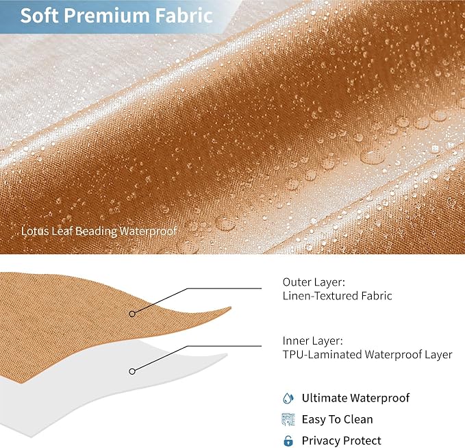 Waterproof Fabric Shower Curtain,No Liner Needed,72x72,Orange | 2-in-1 Design,Linen Textured,100% Waterproof TPU-Laminated Backing,Magnetic Weighted,Machine Washable,For Bathroom,Hotel