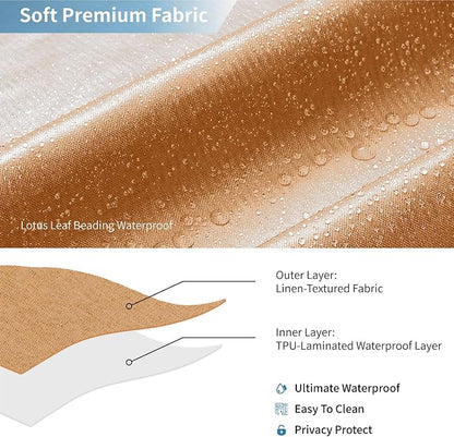 Waterproof Fabric Shower Curtain,No Liner Needed,72x72,Orange | 2-in-1 Design,Linen Textured,100% Waterproof TPU-Laminated Backing,Magnetic Weighted,Machine Washable,For Bathroom,Hotel