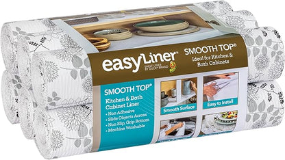 Duck Brand Smooth Top EasyLiner for Cabinets & Drawers - Easy to Install & Cut to Fit - Shelf Paper & Drawer Liner Non-Adhesive - Non Slip Shelf Liner - 20" Width - 36 Total Ft - Black Midnight Bloom