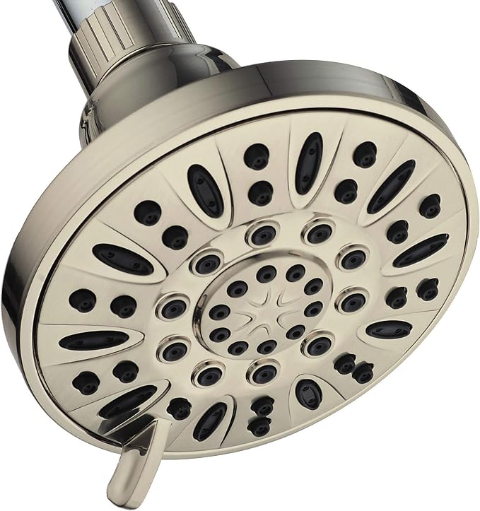 AquaDance Brushed Nickel High Pressure 6-Setting 4" Shower Head – Angle Adjustable, Anti-Clog Showerhead Jets, Tool-Free Installation-USA Standard Certified-Top U.S. Brand – 1.8 GPM