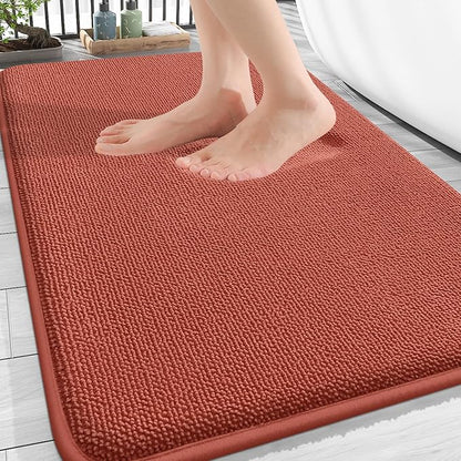 OLANLY Memory Foam Absorbent Bathroom Rugs Mats 30x20, Rustic Terracotta | Soft Quick Dry Bath Mats Rugs, Non-Slip, Machine Washable Carpet for Bathroom Floor, Tub and Shower, Home Decor Accessories