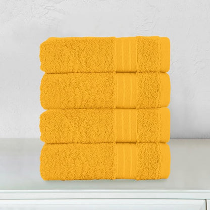 Elegant Comfort Premium Turkish Cotton 4 Pack Hand Towel Set - 16 x 28 inch, Luxurious Hotel Spa Quality 100% Turkish Cotton 4PC Hand Towel Set - Highly Absorbent - Soft Bathroom Towels, Orange
