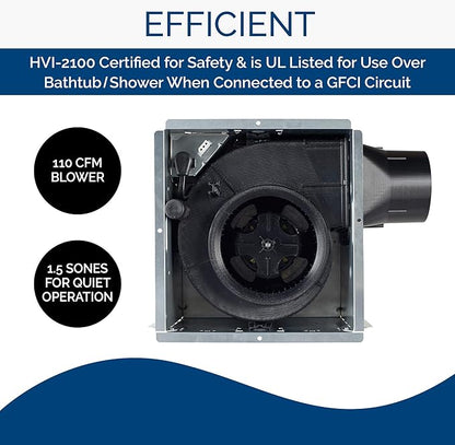 Broan-NuTone 791LEDM Ventilation Fan with LED Light and Roomside Installation & AE110 Invent Flex ENERGY STAR Qualified Single-Speed Ventilation Fan