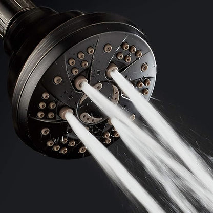 AquaDance Oil Rubbed Bronze High Pressure 6-Setting Spiral Shower Head - Angle Adjustable, Anti-Clog Showerhead Jets, Tool-Free Installation - USA Standard Certified - Top US Brand