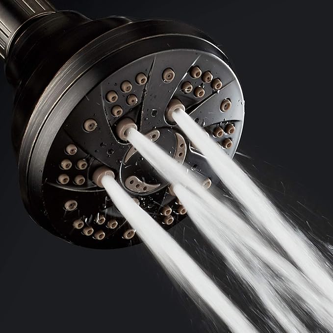 AquaDance Oil Rubbed Bronze High Pressure 6-Setting Spiral Shower Head-Angle Adjustable, Anti-Clog Showerhead Jets, Tool-Free Installation-USA Standard Certified-Top US Brand – 1.8 GPM
