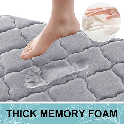 OLANLY Memory Foam Bath Mat Rug 24x16, Ultra Soft and Absorbent Bathroom Rugs, Non-Slip, Comfortable, Machine Washable Bath Carpet for Bathroom Floor, Tub, Shower and Home Decor Accessories, Grey