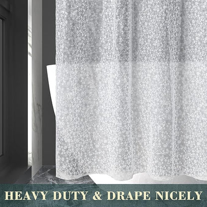 No Hook Shower Curtain or Liner, Standard Size 71 x 74, Pebble | 8G Heavy Duty, Cobblestone Bathroom Shower Curtain, No Hooks Required, Waterproof Plastic & PVC Free