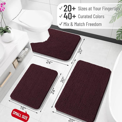 OLANLY Bathroom Runner Rugs 47x17, Extra Soft Absorbent Chenille Bath Rugs | Black Cherry, Quick-Drying Rubber Backing, Washable Long Bath Mat for Bathroom Floor, Tub and Shower, Home Decor Accessories
