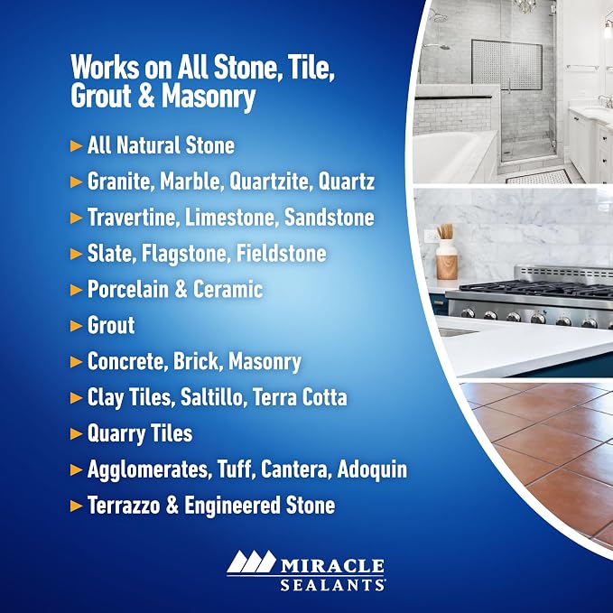 Miracle Sealants Tile & Stone Cleaner Concentrate, pH Neutral, Gallon | Low-odor, low VOC. Safe daily cleaning for ceramic & porcelain tile, natural stone & grout; won't strip sealer. Concentrate.