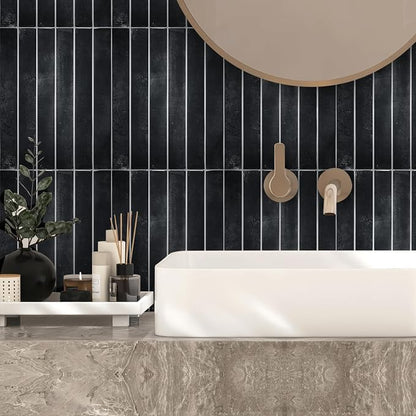10 Sheet 9 * 11.4 in backsplash Tiles Peel Stick for Kitchen Bathroom Laundry RV Wall Decor, Thickened Wall Tile Stickers Stick on Tile backsplash for Room Decor (Black)