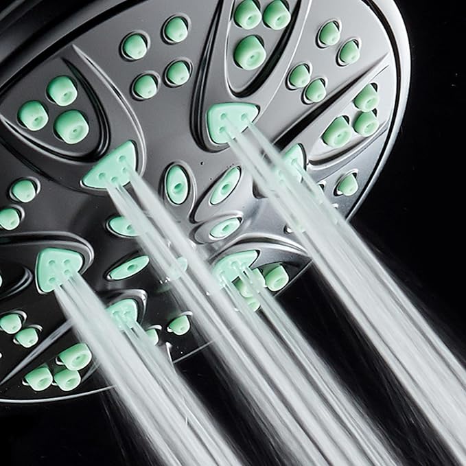 AquaDance Antimicrobial – Anti-Clog High-Pressure 6-Setting Hand Shower with Microban Nozzle Protection from Growth of Mold, Mildew & Bacteria for Stronger Shower! 3 Jet Color Choices – 4" Coral Green