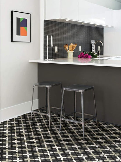 FloorPops Arbor Peel and Stick Floor Tiles, Patterned Removable Vinyl Flooring, Self Adhesive Floor Tiles for Kitchen Bathroom Entryway (Pack of 6)