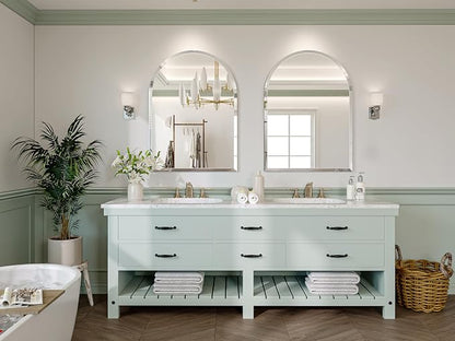 Frameless Arched Mirror, 18"x26" Beveled Arch Vanity Mirrors | Frameless, 15mm beveled edge, 5mm HD glass, shatterproof, anti-rust, french cleat, for bathroom/bedroom/entryway