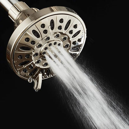 AquaDance BRUSHED NICKEL High Pressure 6-Setting 4" Shower Head – Angle Adjustable, Anti-Clog Showerhead Jets, Tool-Free Installation - USA Standard Certified - Top U.S. Brand