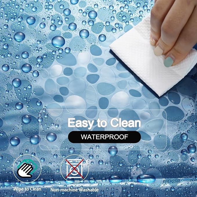 Shower Curtain Liner, 100% Waterproof Eva Shower Curtains with 3 Duty Heavy Bottom Magnets and 12 Rust Proof Grommets, 72x72 Weighted Shower Liner for Shower Stall, Bathtubs