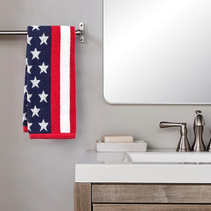 SKL Home American Flag Hand Towel Set-2pc, 100% Cotton, Reversible, Multi | Fun for Memorial Day, 4th of July, Labor Day & all patriotic holidays. For use in the bathroom, kitchen or bar.