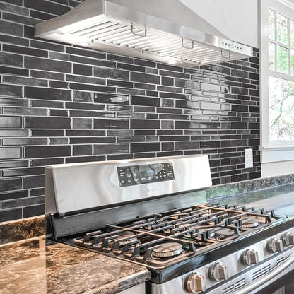 Art3d Marble Peel and Stick Backsplash, 10-Sheet, 12" x 12", Smoky Black | Lightweight, Self Adhesive, Moisture Resistant, Easy to DIY, Modern Style, for Kitchen, Bedroom, Ideal for New Home Buyers