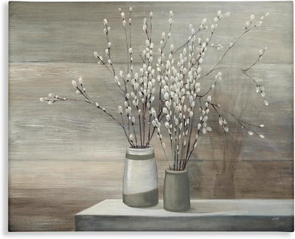 Stupell Industries Pussy Willow Still Life XXL Stretched Canvas Wall Art, Proudly Made in USA, 30x40, Design By Artist Wild Apple