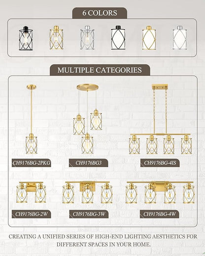 2-Light Black Bathroom Light Fixtures with Milk White Frosted Glass, 13.8" Modern Bathroom Vanity Lighting Fixtures Over Mirror with Metal Cage, Wall Sconce Lights for Bath, E26, CH9176BKW-2W